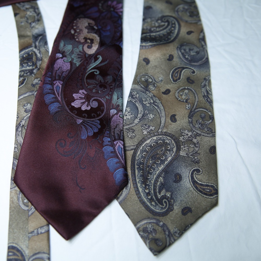 Vintage Paisley Tie Lot Windridge Burgundy Purple Cambridge Classics Olive Gold